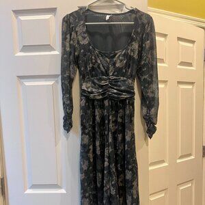 & other stories dark green khaki grey semi sheer dress us 2